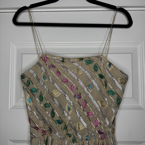 AJ Bari Vintage Sparkly Dress Union Made in USA Metallic Sequin Silk Chiffon - Picture 1 of 15